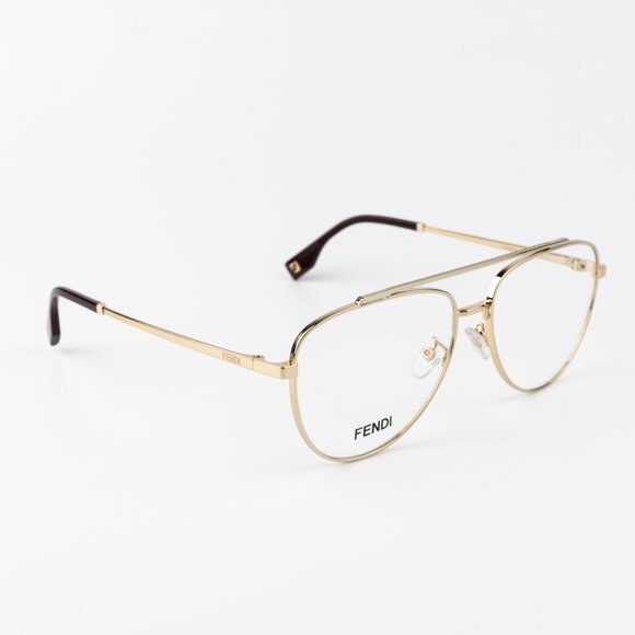 Fendi TRAVEL Women Eyeglasses Metal Shiny Clear Gold Demo Pilot FE50077U 032 NEW - Picture 8 of 12